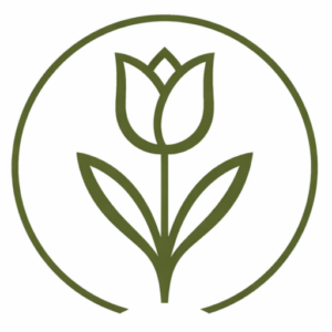 minimalist tulip in half circle logo